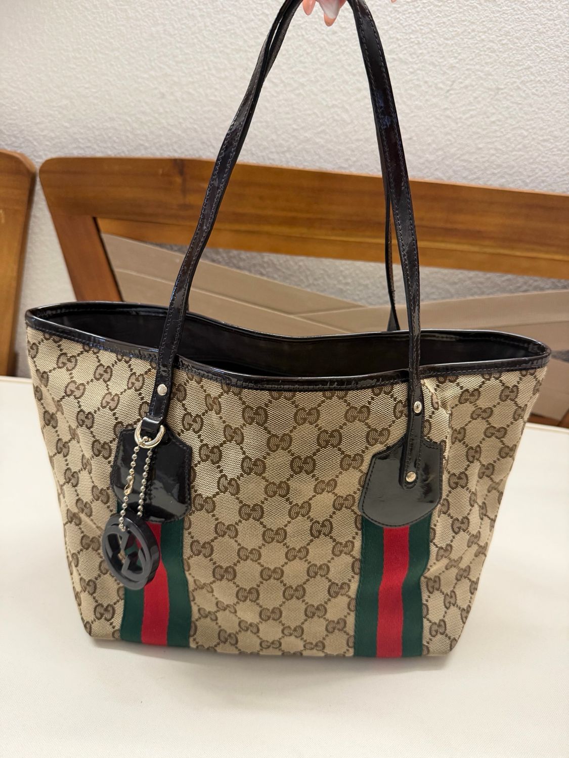 Gucci Monogram Canvas Jolie Web Tote