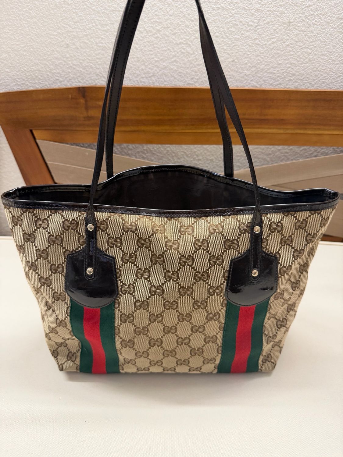 Gucci Monogram Canvas Jolie Web Tote