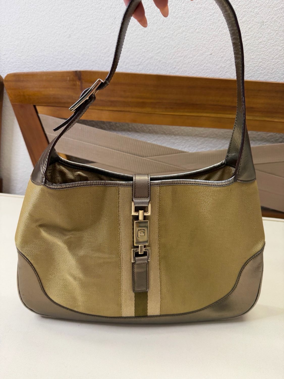 Gucci Jackie Metallic Hobo Web Shoulder Bag