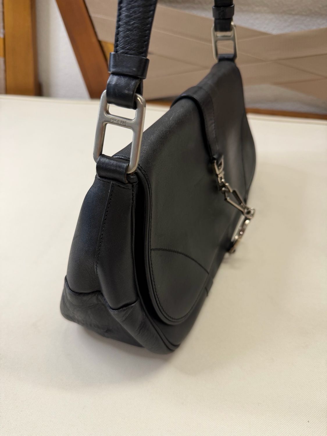 Prada Hobo Leather Shoulder Bag