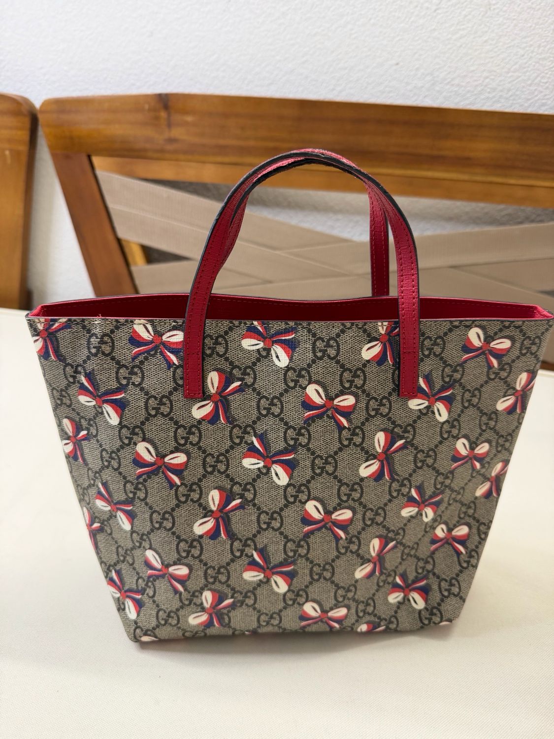Gucci Monogram Supreme Bow Tote Top Handle