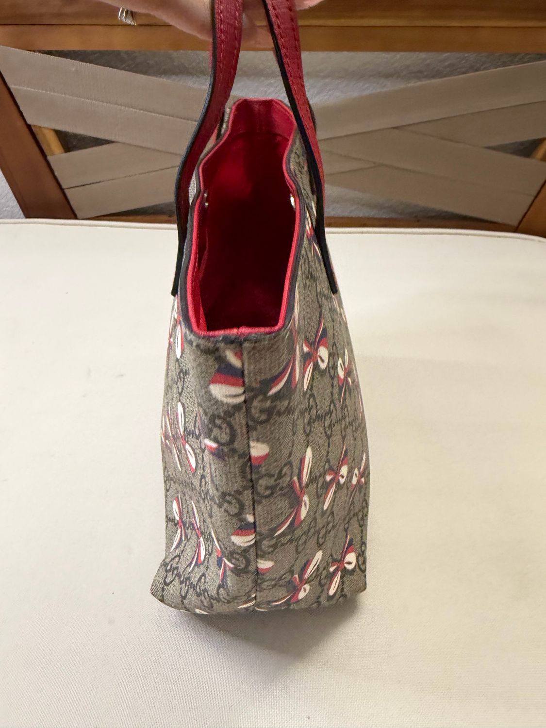 Gucci Monogram Supreme Bow Tote Top Handle