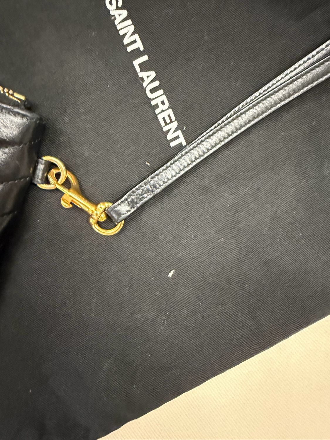 Yves Saint Laurent New Jolie Matelasse Chwvron Clutch Pouch Quilted in Black