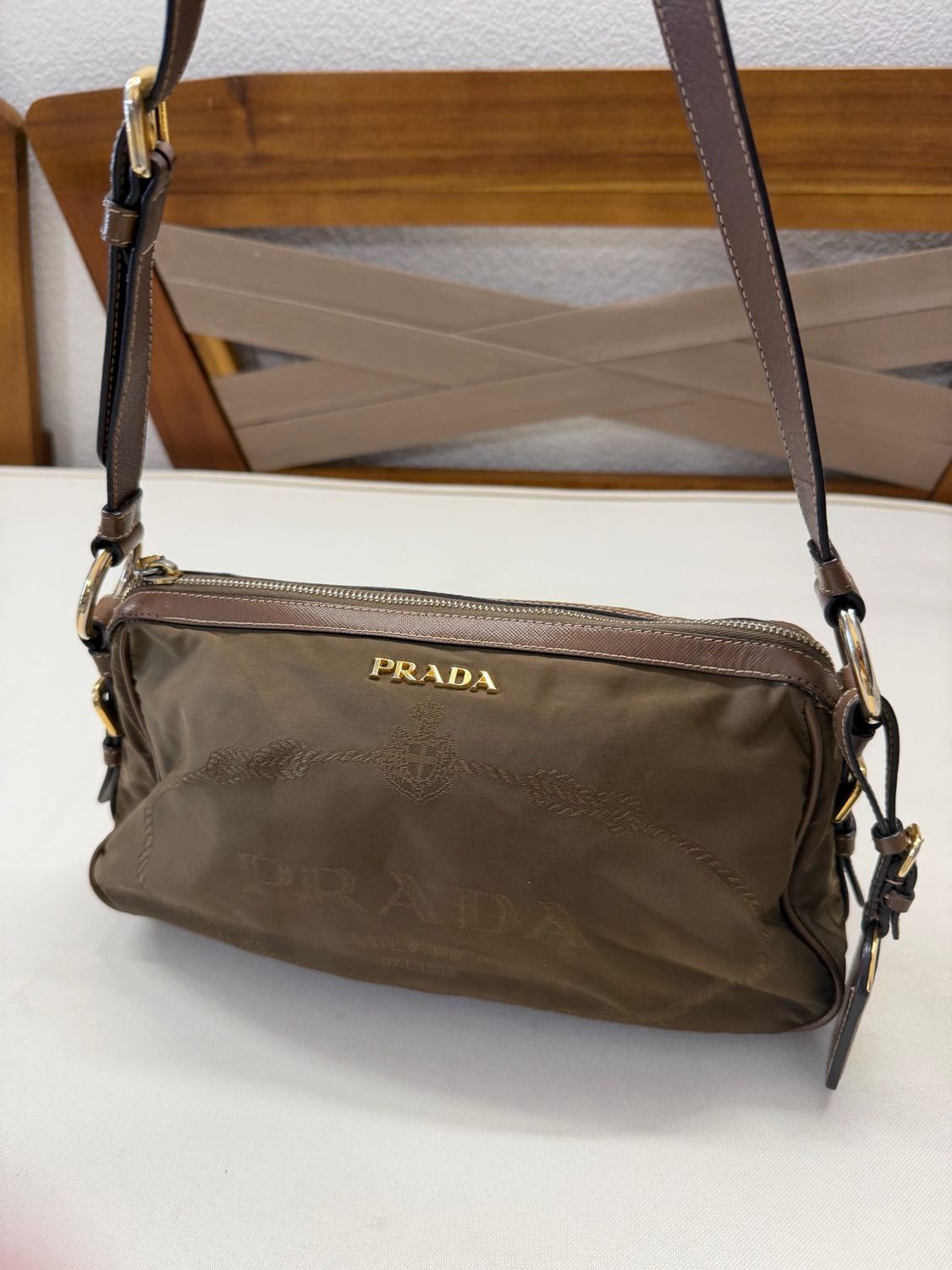 Prada Jacquard Nylon Tesutto Saffiano Hobo Shoulder