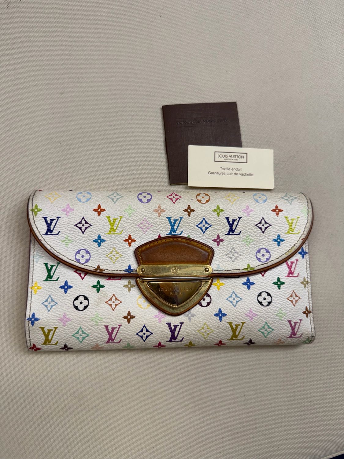 Louis Vuitton Monogram Eugenie Multicolor Wallet White Litchi