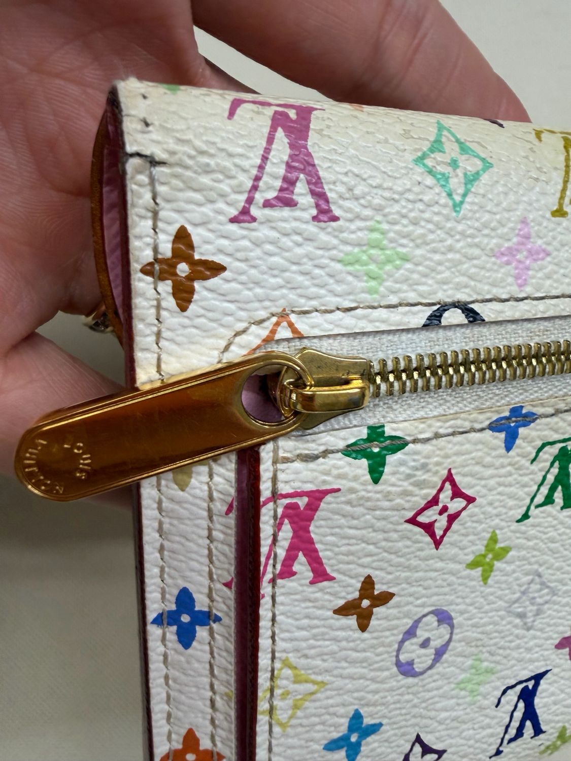 Louis Vuitton Monogram Eugenie Multicolor Wallet White Litchi