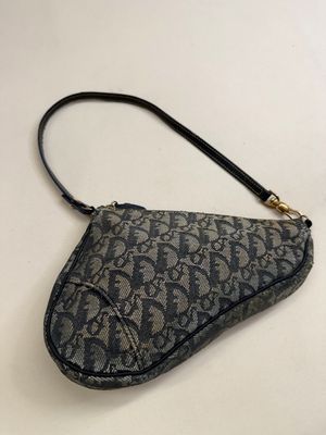 Christian Dior Oblique Saddle Mini Hobo Shoulder in Navy Blue