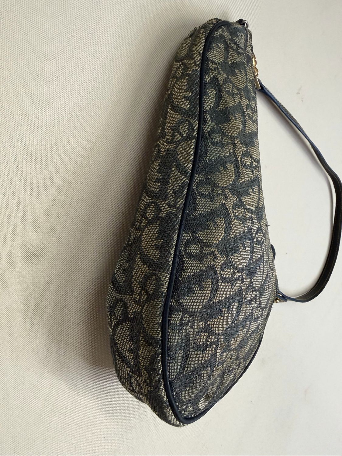 Christian Dior Oblique Saddle Mini Hobo Shoulder in Navy Blue