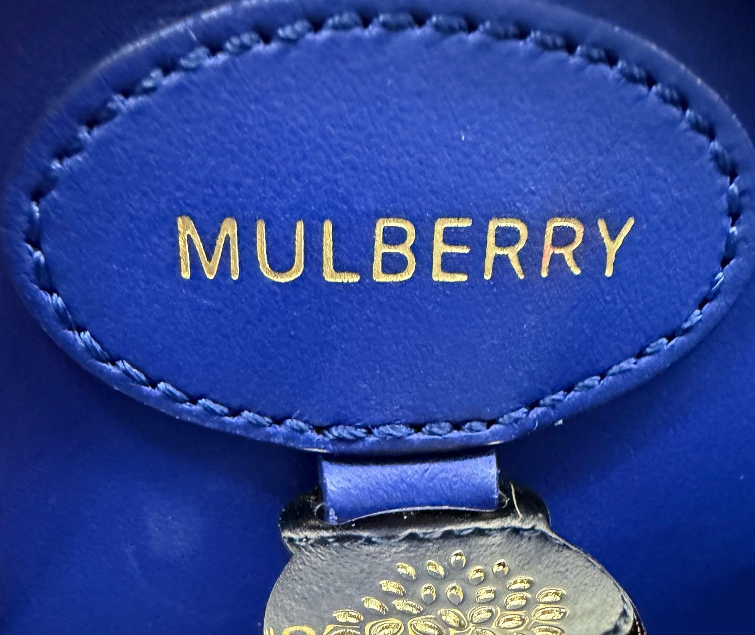 Mulberry Nappa Leather Perforated Tote in Navy Blue