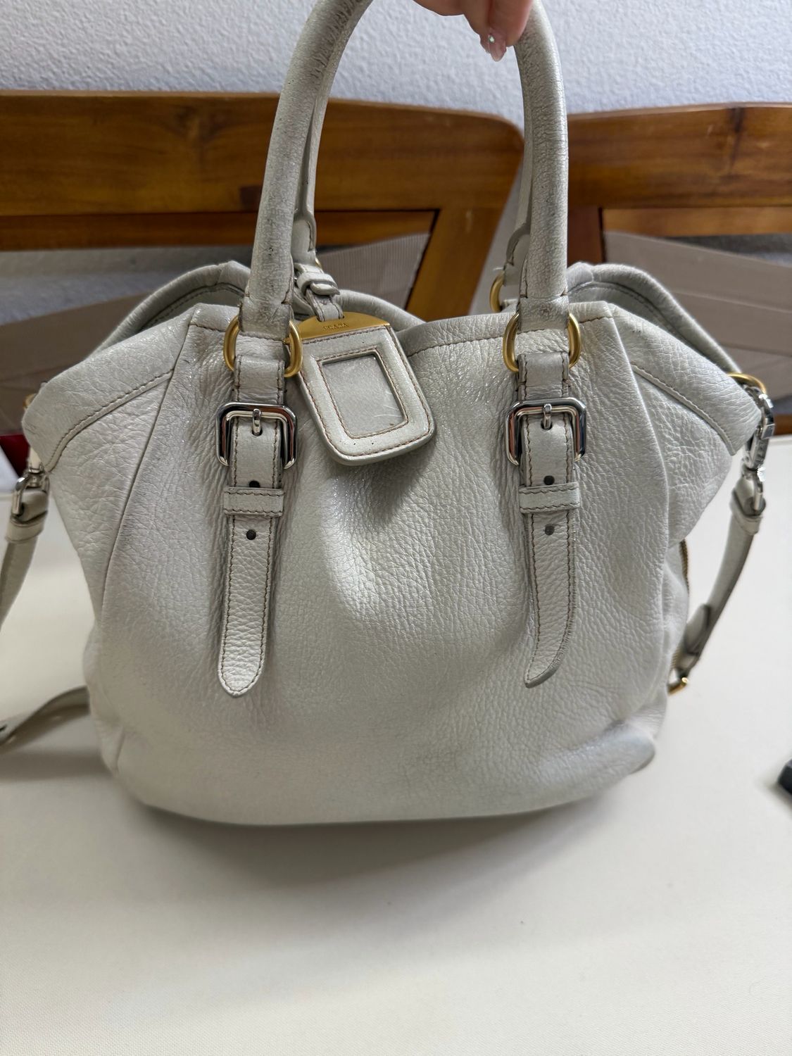 Prada Vitello Shine Convertible Zippers Crossbody Sling