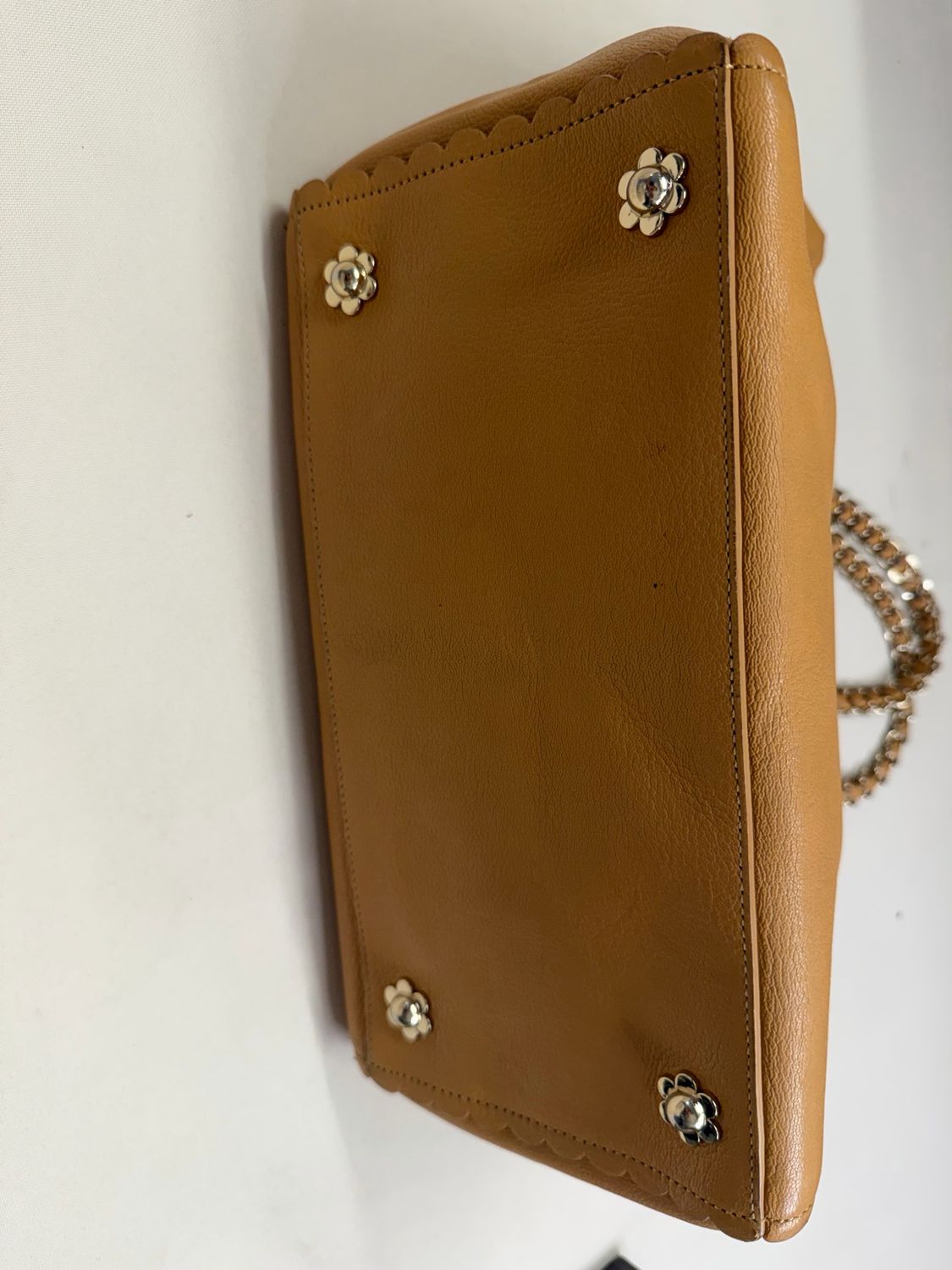 Mulberry Leather Cecily Flower Tote in Tan