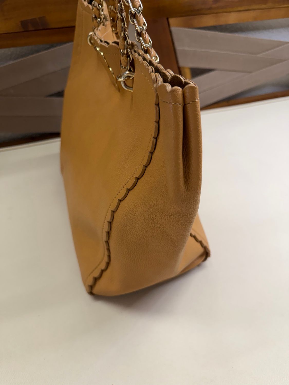 Mulberry Leather Cecily Flower Tote in Tan