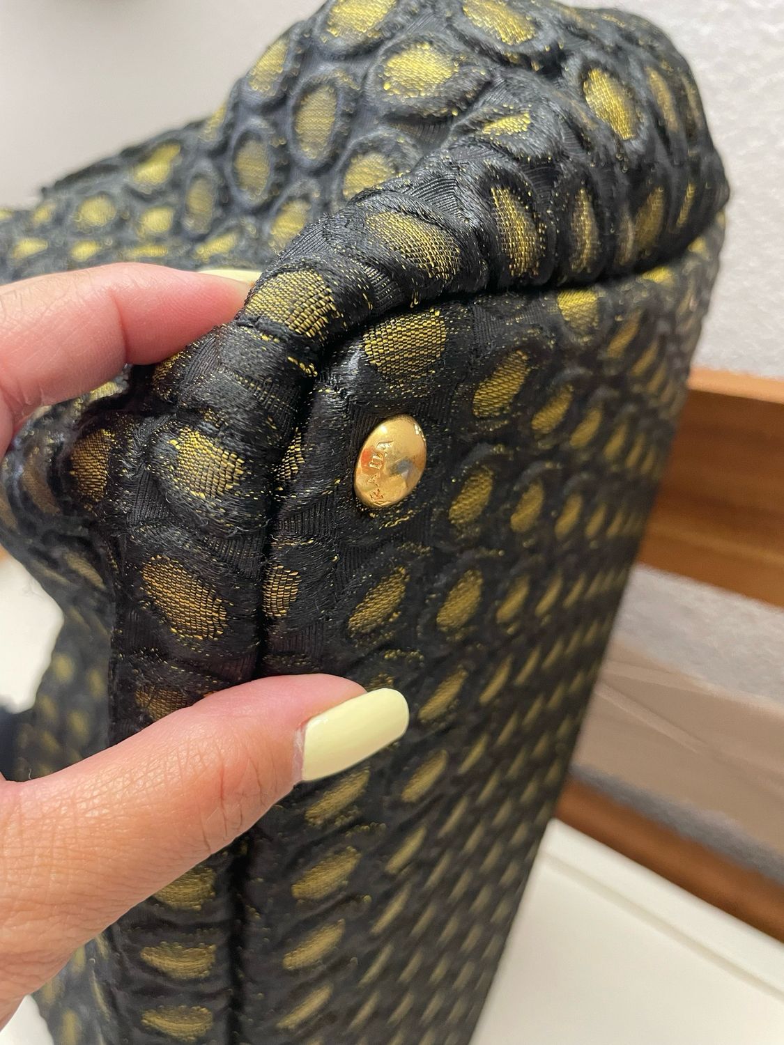 Prada Canapa Broccato Tote Top Handle in Large