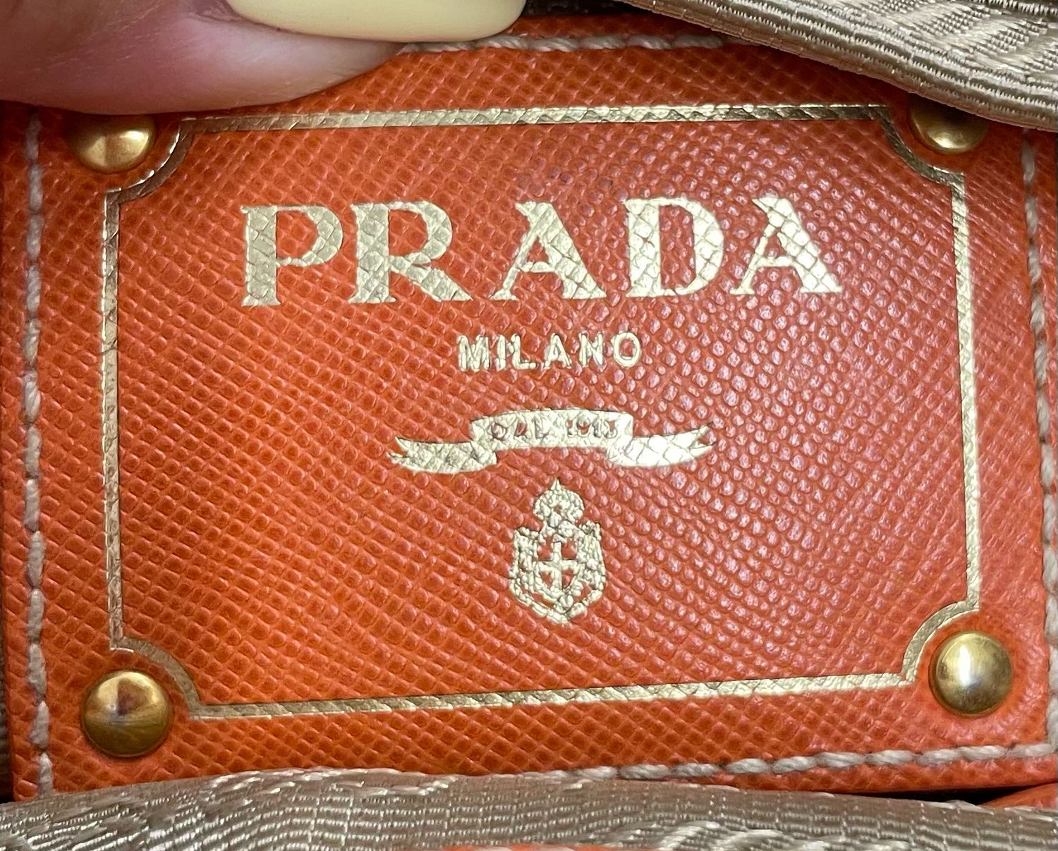 Prada Jacquard Saffiano Convertible Crossbody in Orange