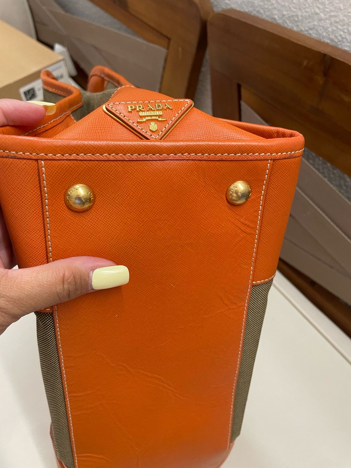 Prada Jacquard Saffiano Convertible Crossbody in Orange