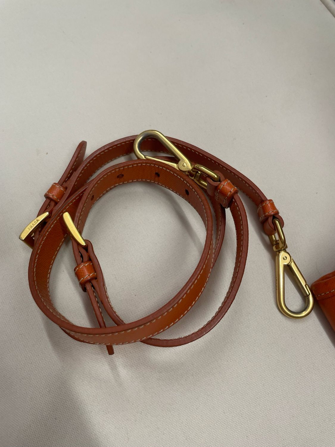 Prada Jacquard Saffiano Convertible Crossbody in Orange