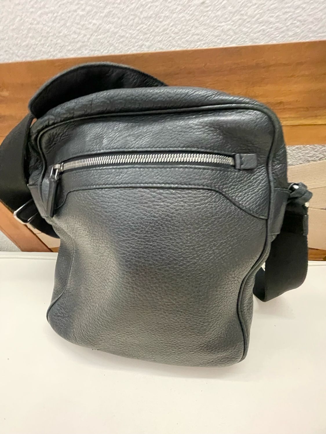 Prada Vitello Daino Messenger Crossbody in Black