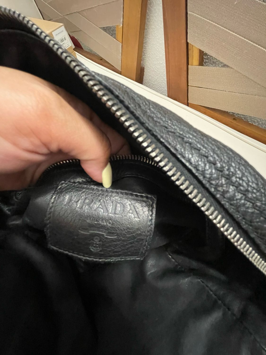 Prada Vitello Daino Messenger Crossbody in Black