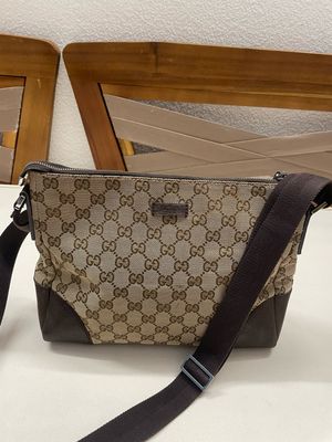 Gucci Monogram Canvas Messenger Crossbody Sling in Dark Brown