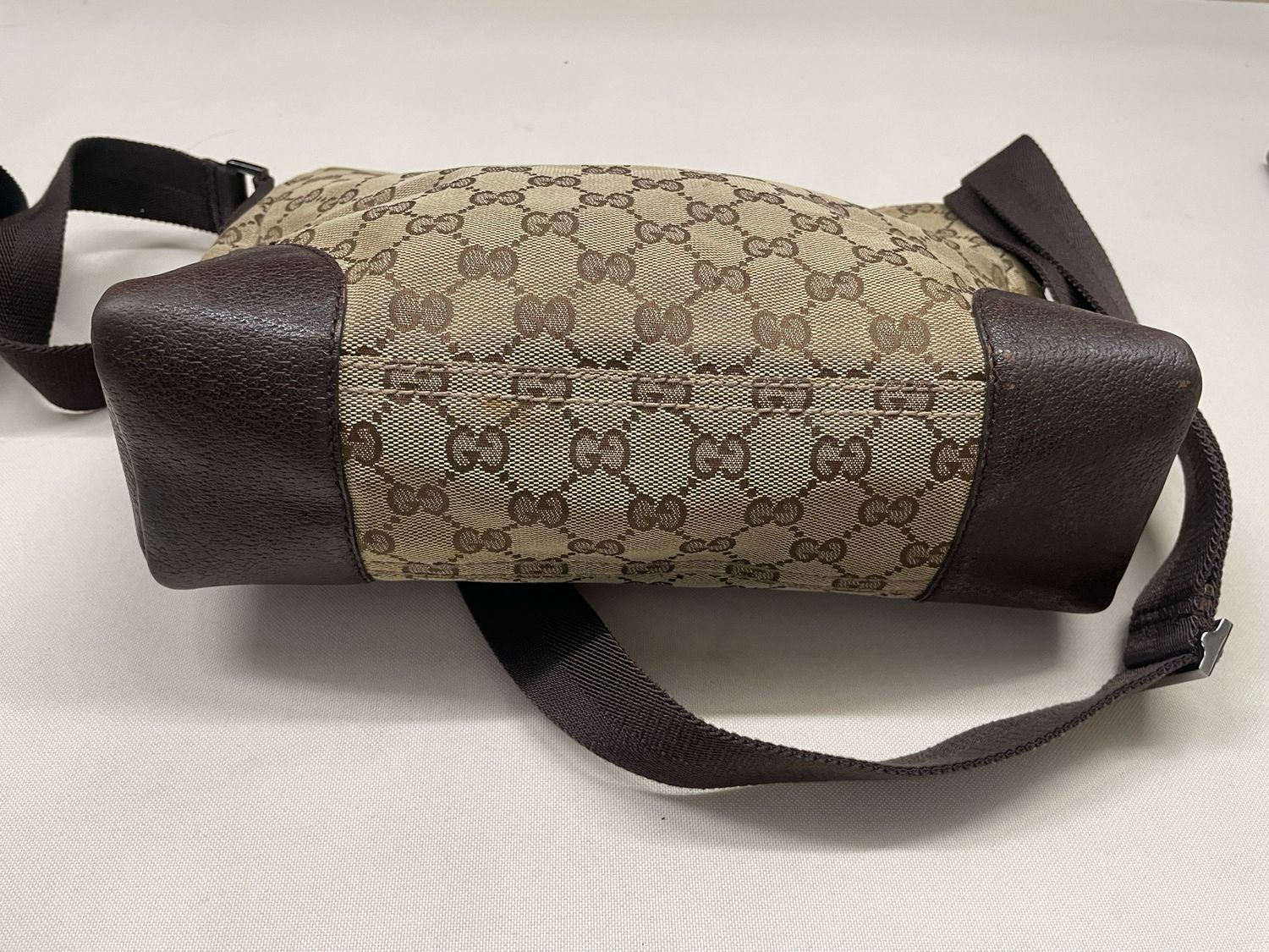 Gucci Monogram Canvas Messenger Crossbody Sling in Dark Brown