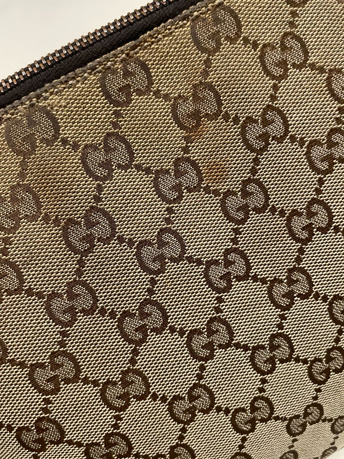 Gucci Monogram Canvas Messenger Crossbody Sling in Dark Brown