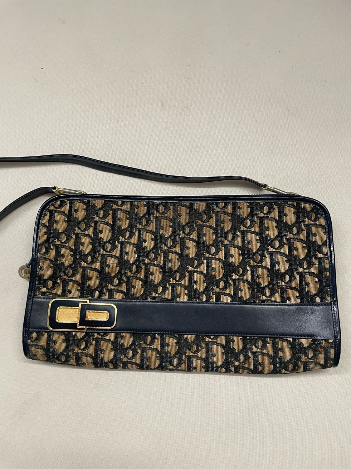 Christian Dior Oblique Trotter Canvas in Navy Blue