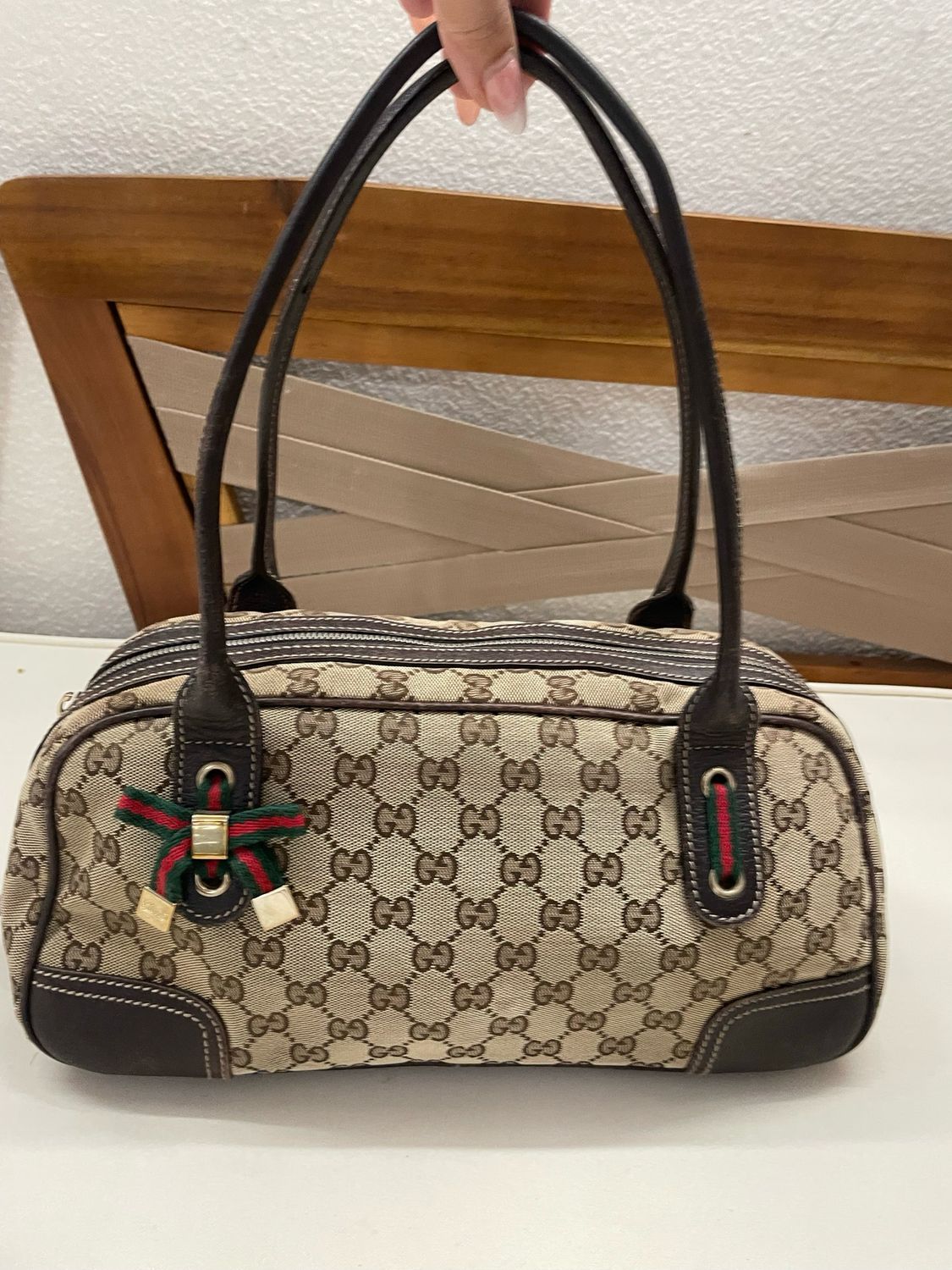 Gucci Princy Web Bowler Boston Tote Shoulder 