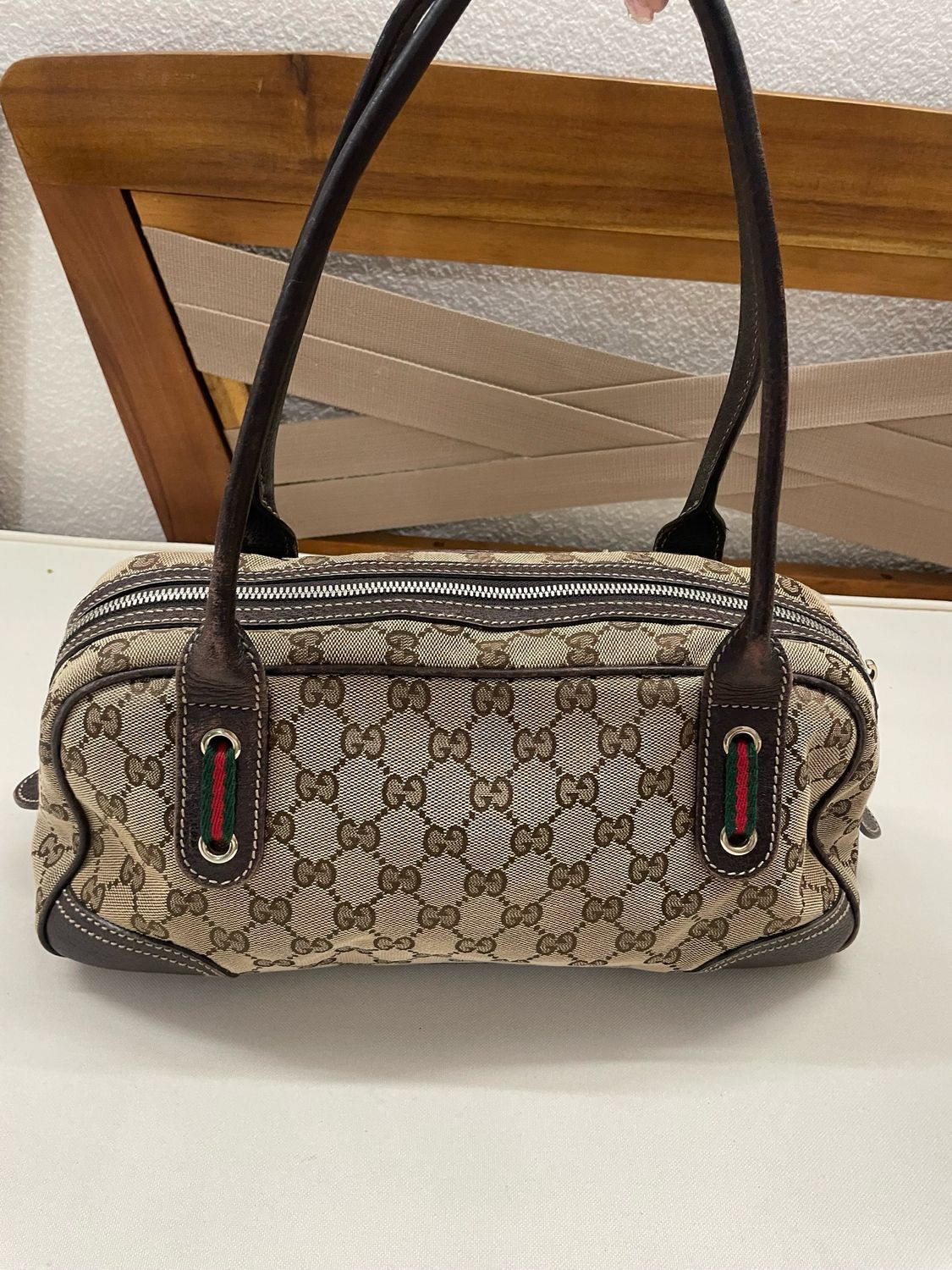 Gucci Princy Web Bowler Boston Tote Shoulder 