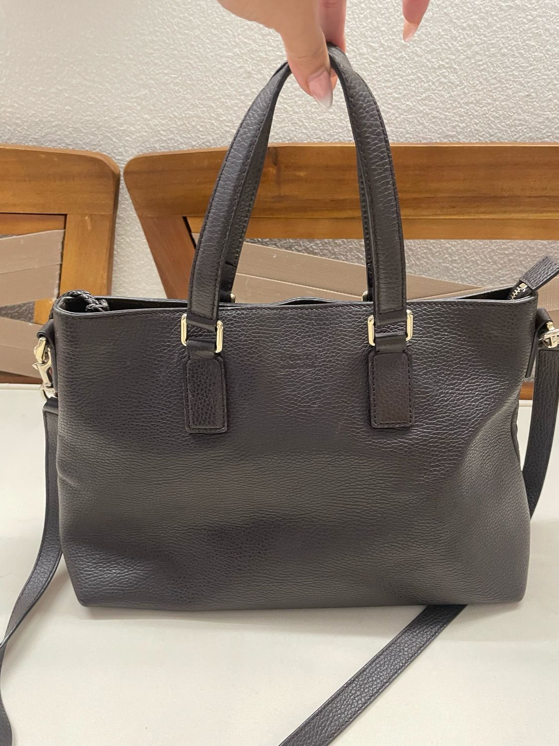 Gucci Pebbled Leather Bamboo Tassel Crossbody Tote in Dark Brown