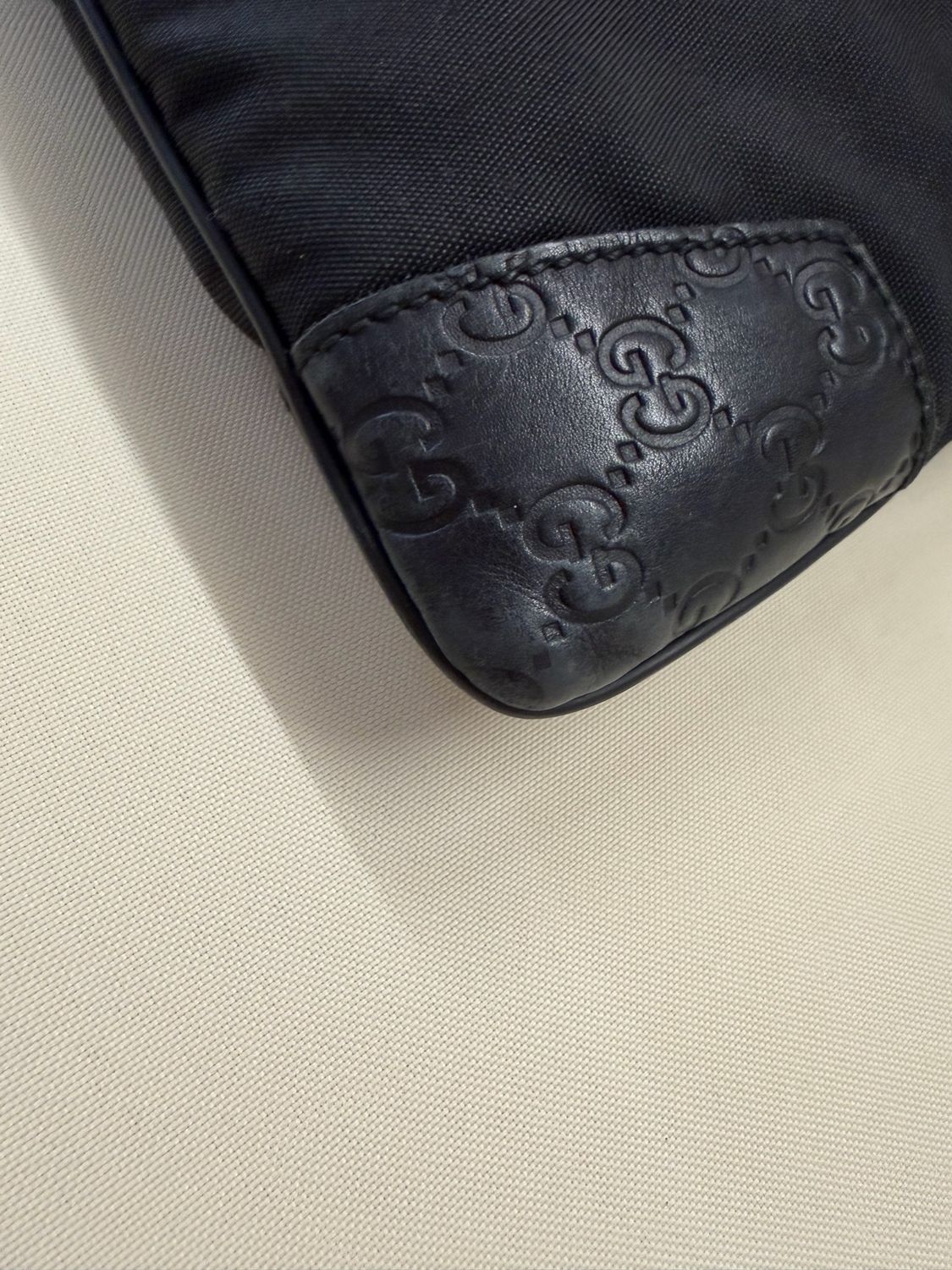 Gucci Zipper Messenger Leather and Canvas in Black