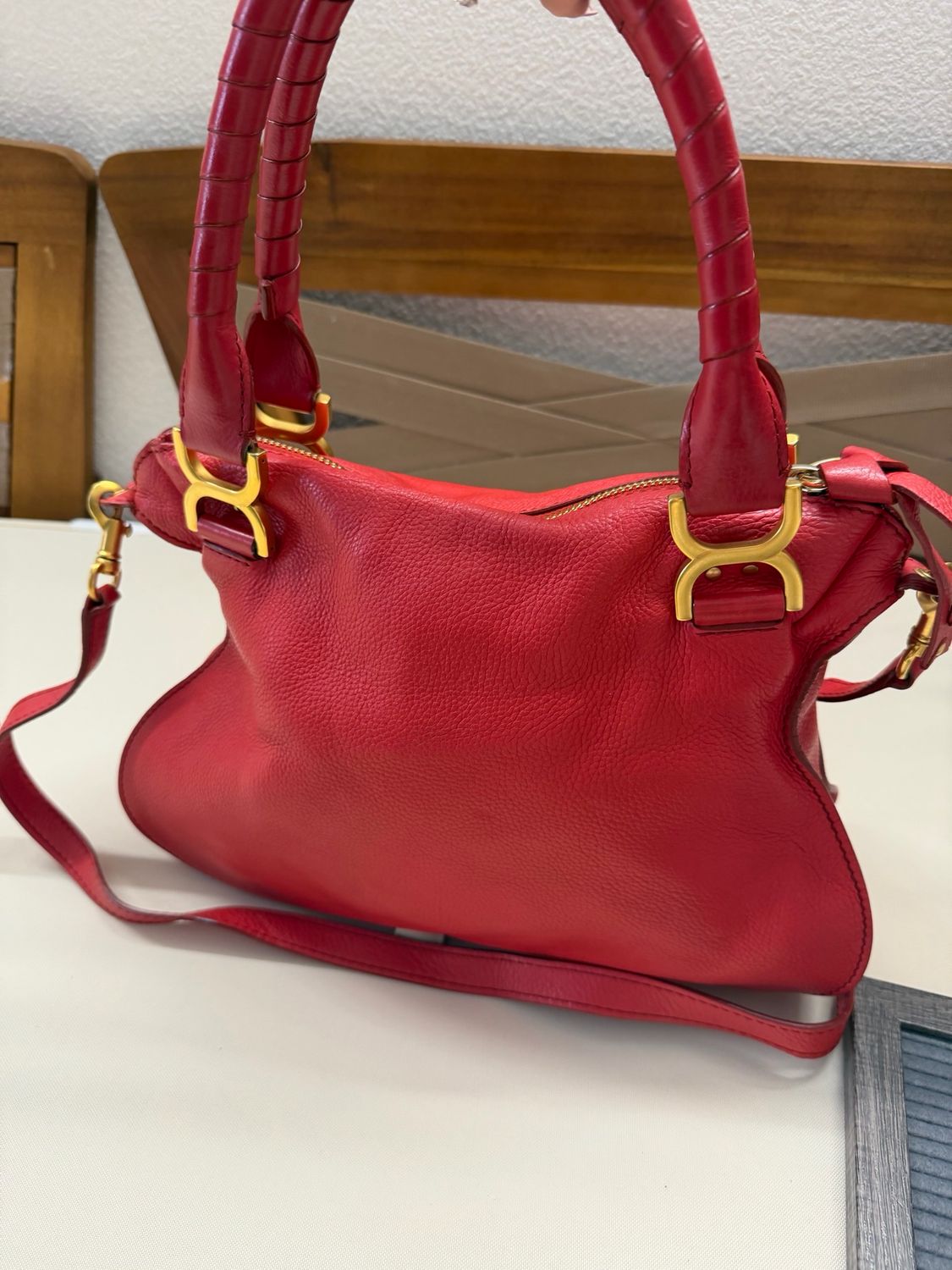Chloe Pebbled Leather Marcie Saddle in Medium 
