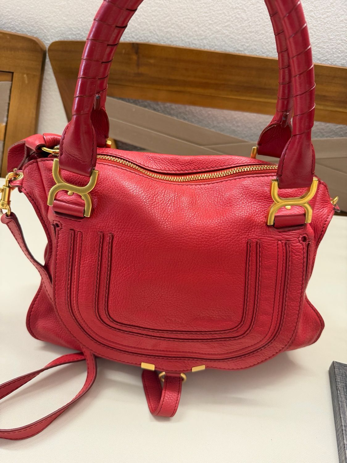 Chloe Pebbled Leather Marcie Saddle in Medium 