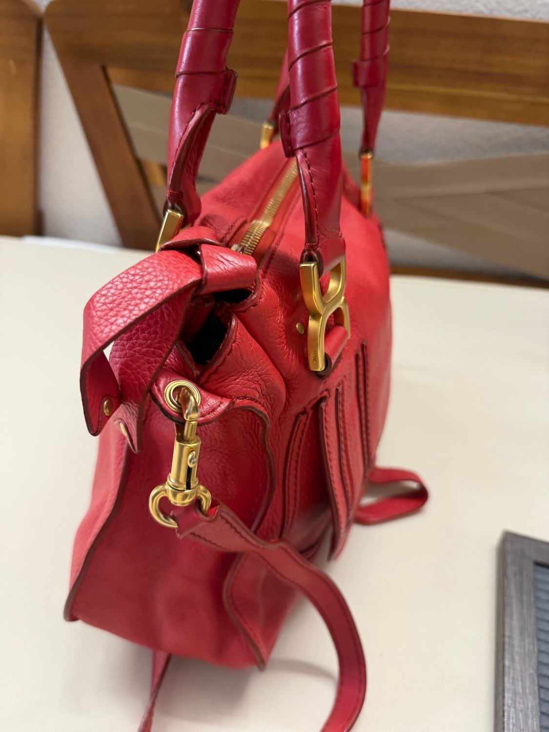 Chloe Pebbled Leather Marcie Saddle in Medium 