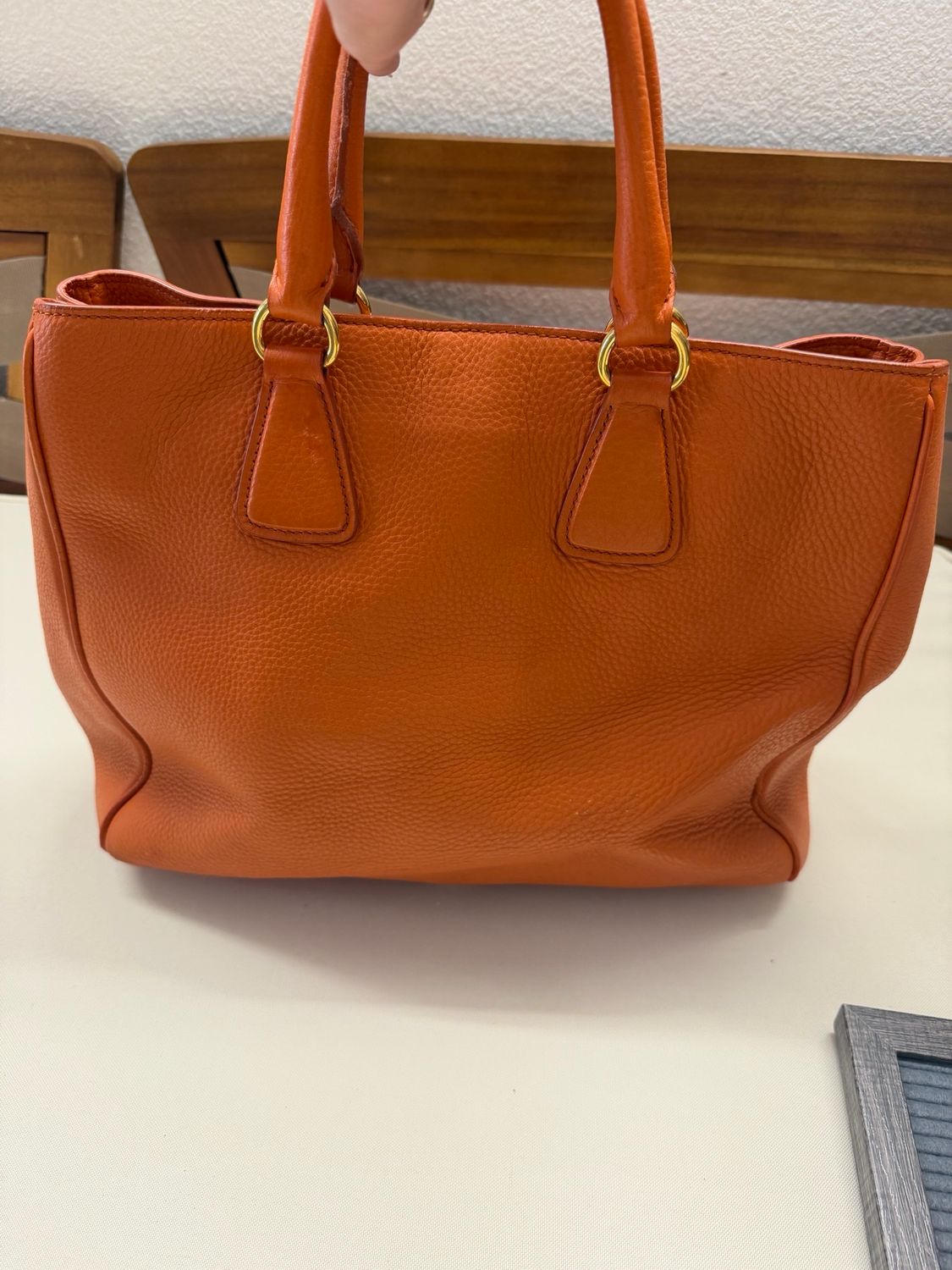 Prada Vitello Daino Tote in Papaya