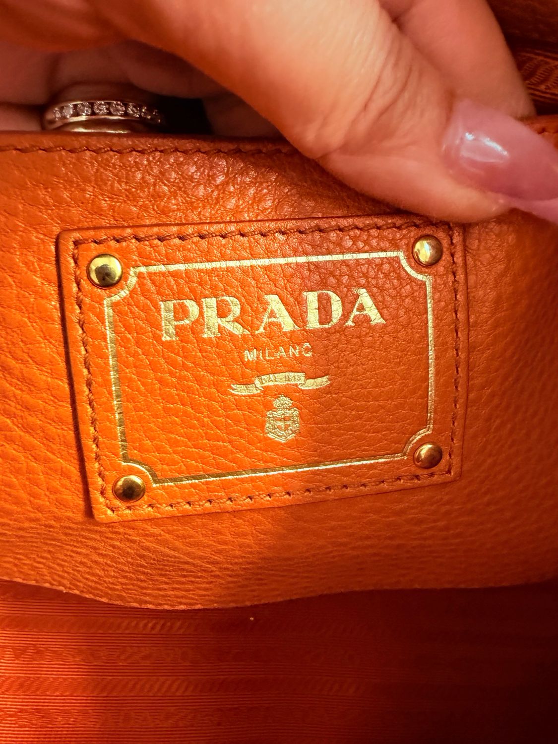 Prada Vitello Daino Tote in Papaya