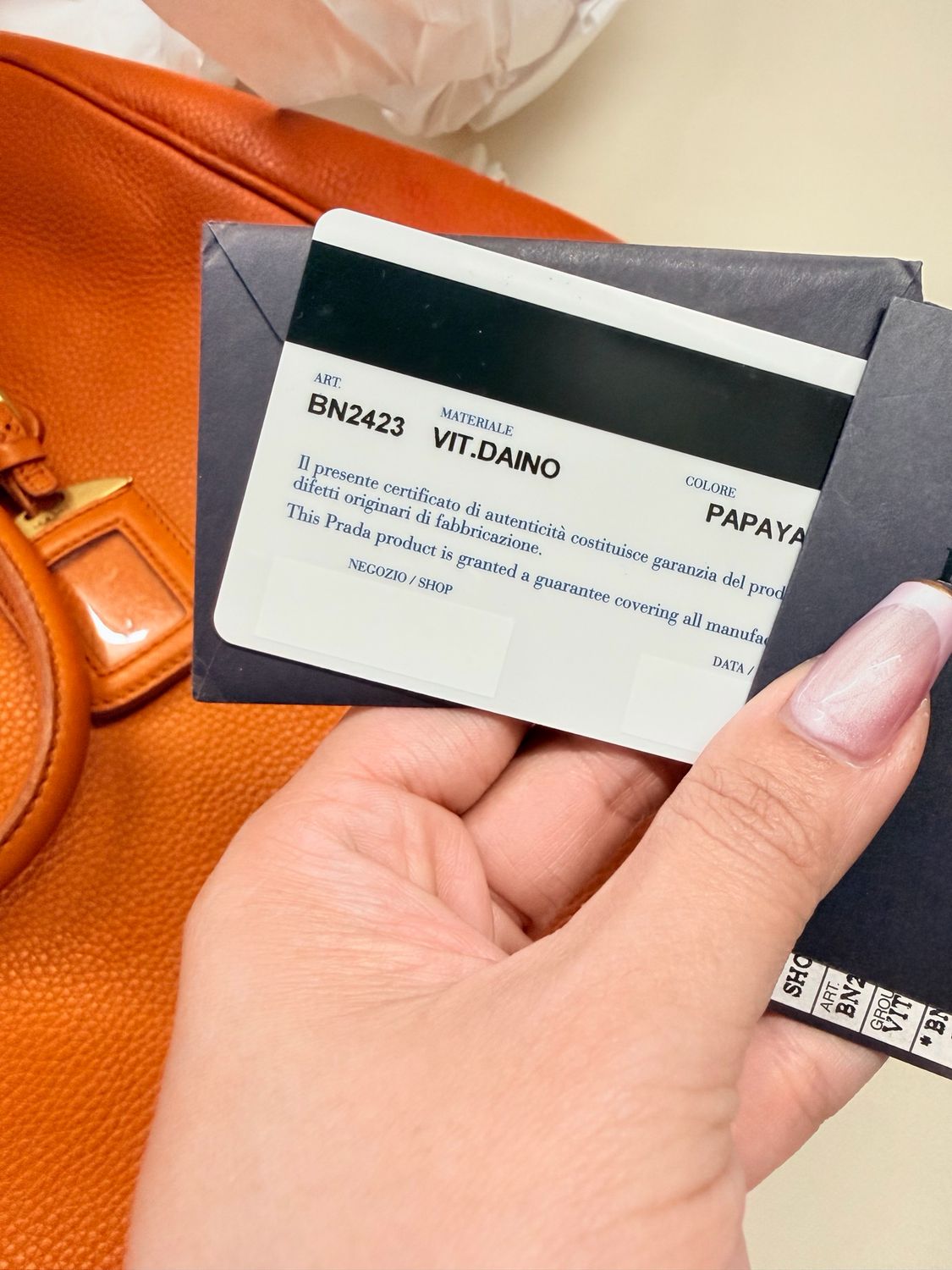 Prada Vitello Daino Tote in Papaya