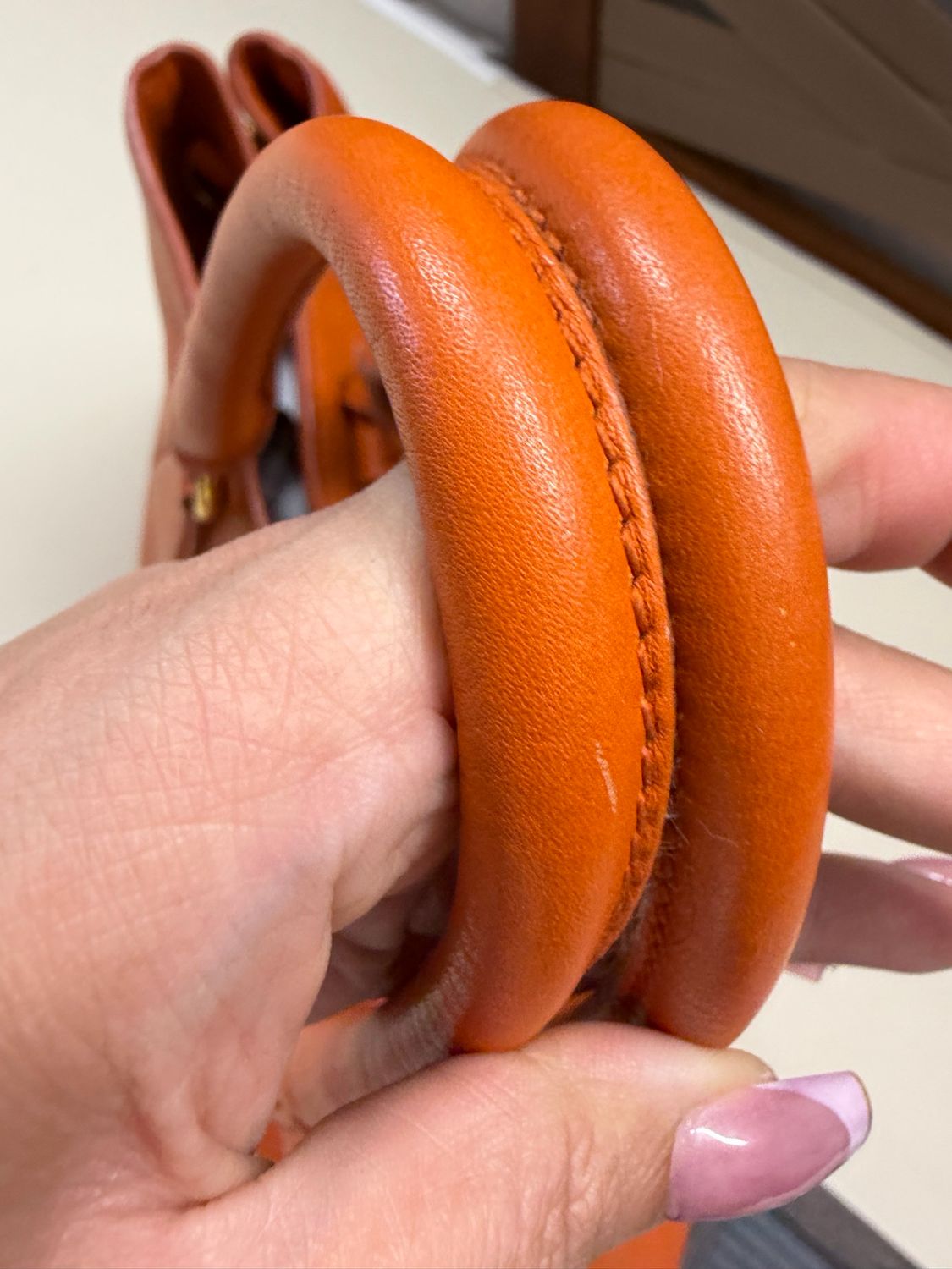 Prada Vitello Daino Tote in Papaya