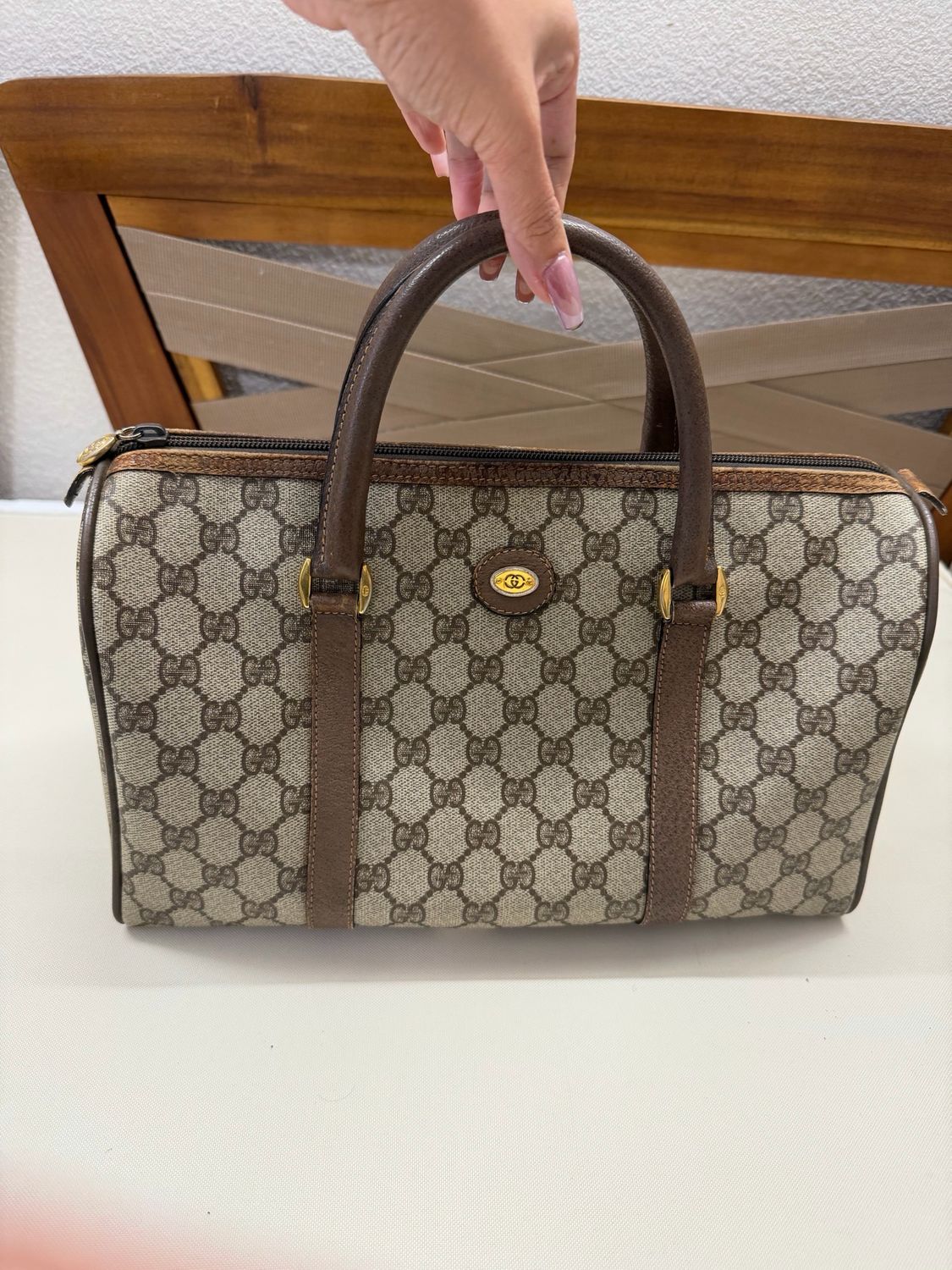 Gucci Vintage Supreme Monogram Bowler Satchel