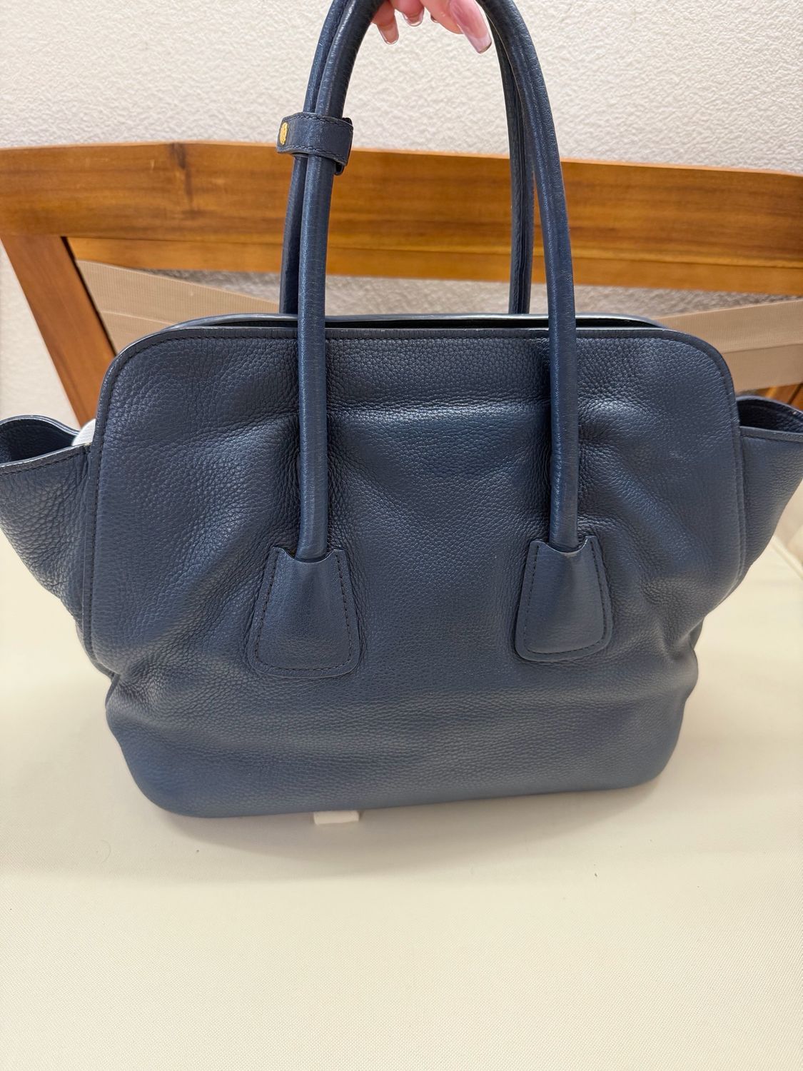 Prada Vitello Daino Convertible Sling in Navy Blue