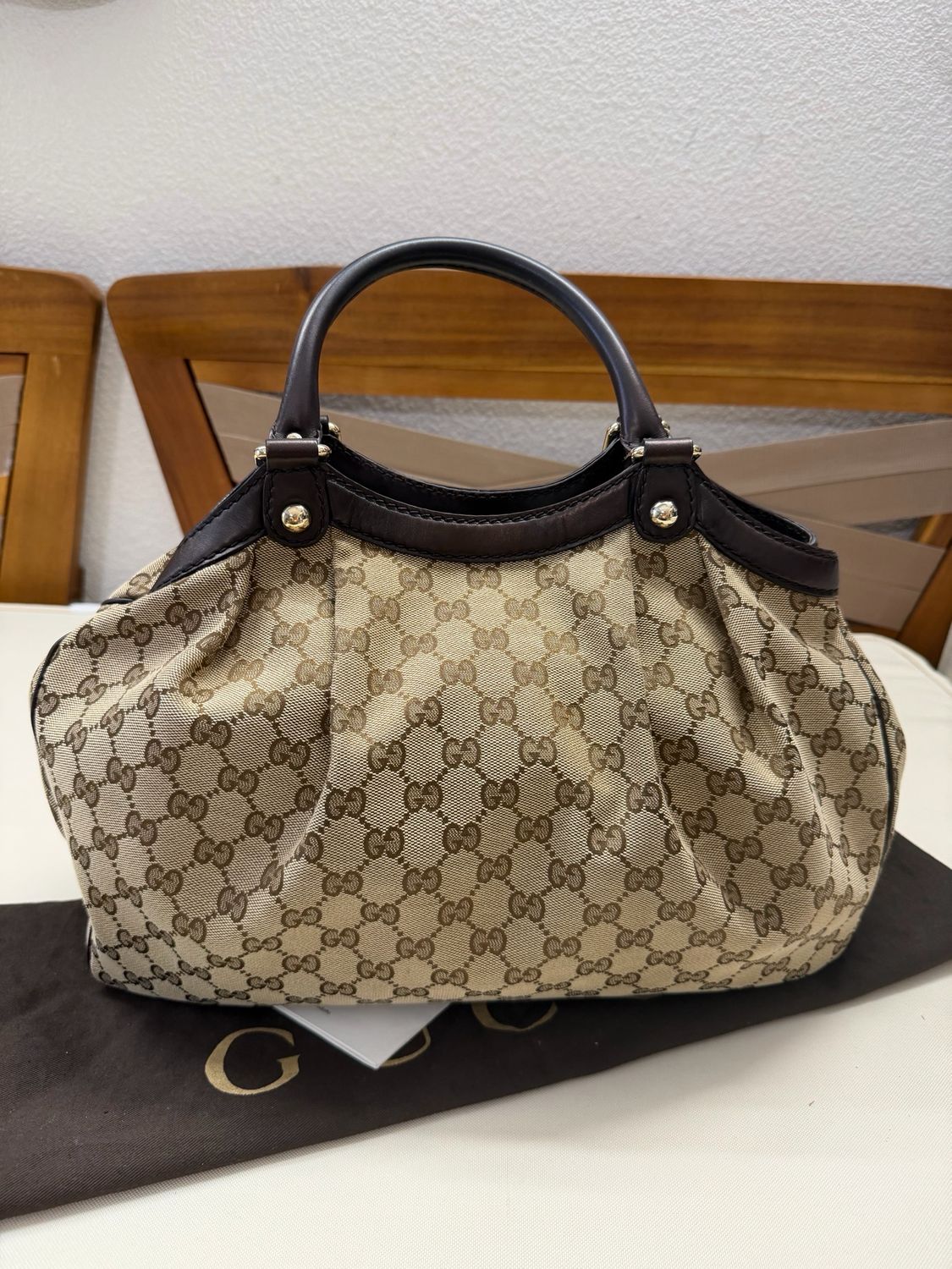 Gucci Monogram Sukey Tote Shoulder Bag in Dark Brown