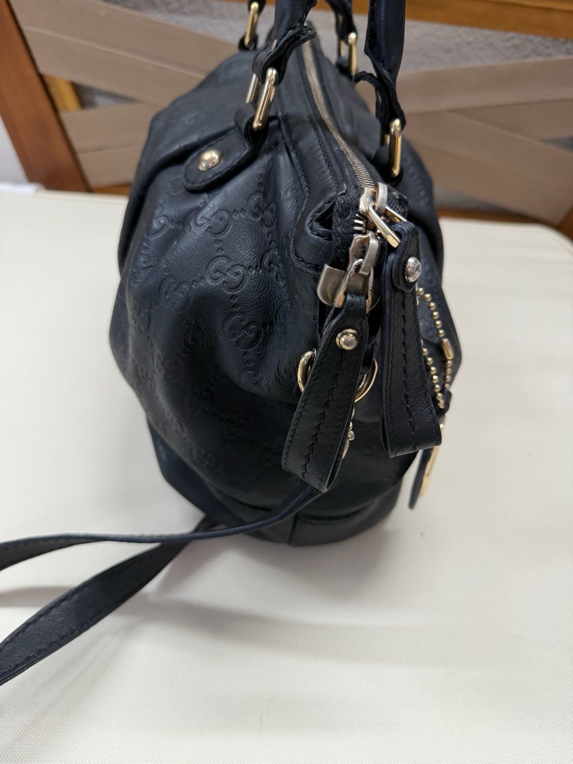 Gucci Monogram Leather Convertible Sukey Crossbody Sling