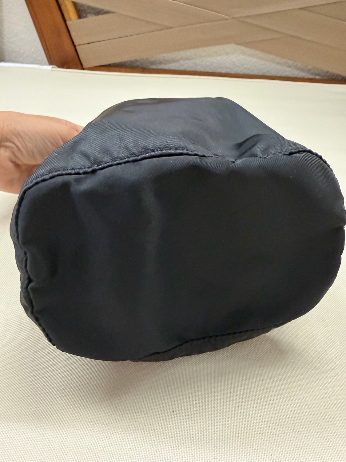 Prada Nylon Tessuto Drawstring Bucket Pouch in Black