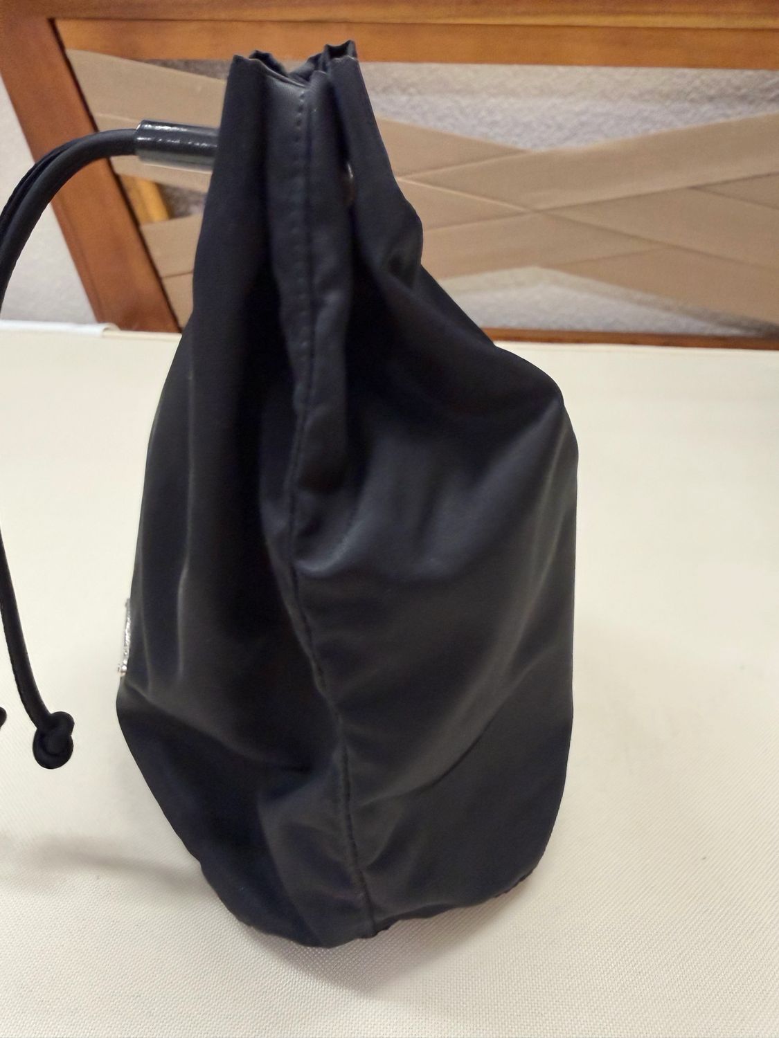 Prada Nylon Tessuto Drawstring Bucket Pouch in Black