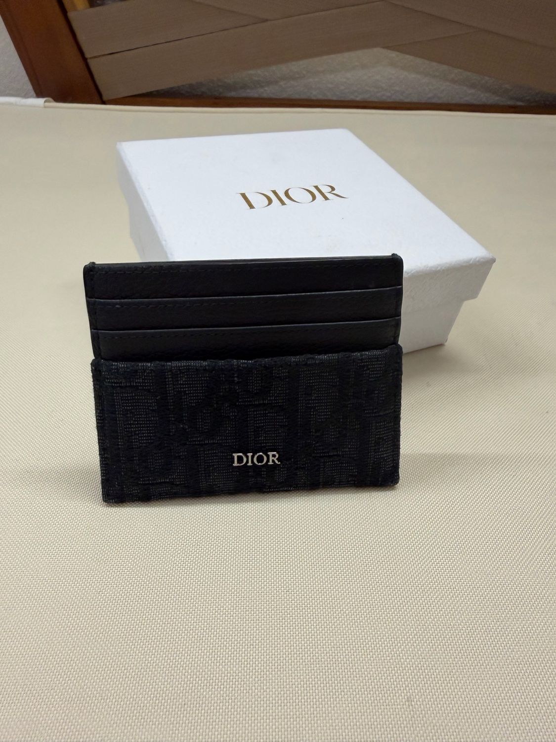  Christian Dior Oblique Card Holder in Black