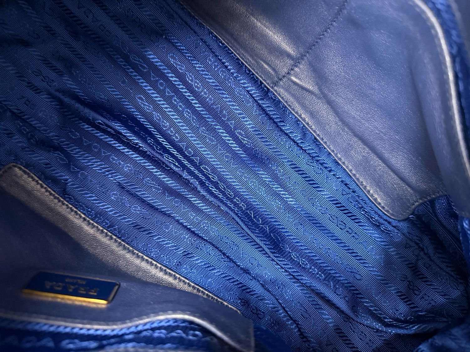 Prada Nylon Tessuto Gaufre Bluette Bowler Satchel Tote