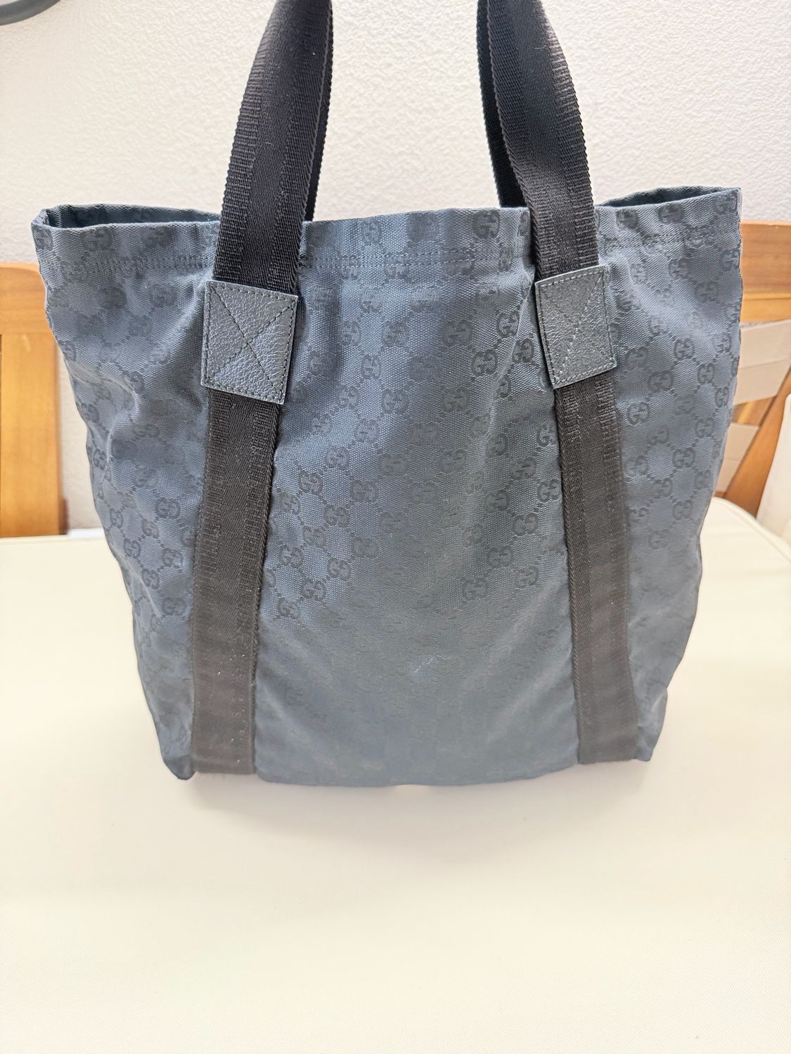 Gucci Monogram Canvas Vertical Tote Shoulder Bag in Black