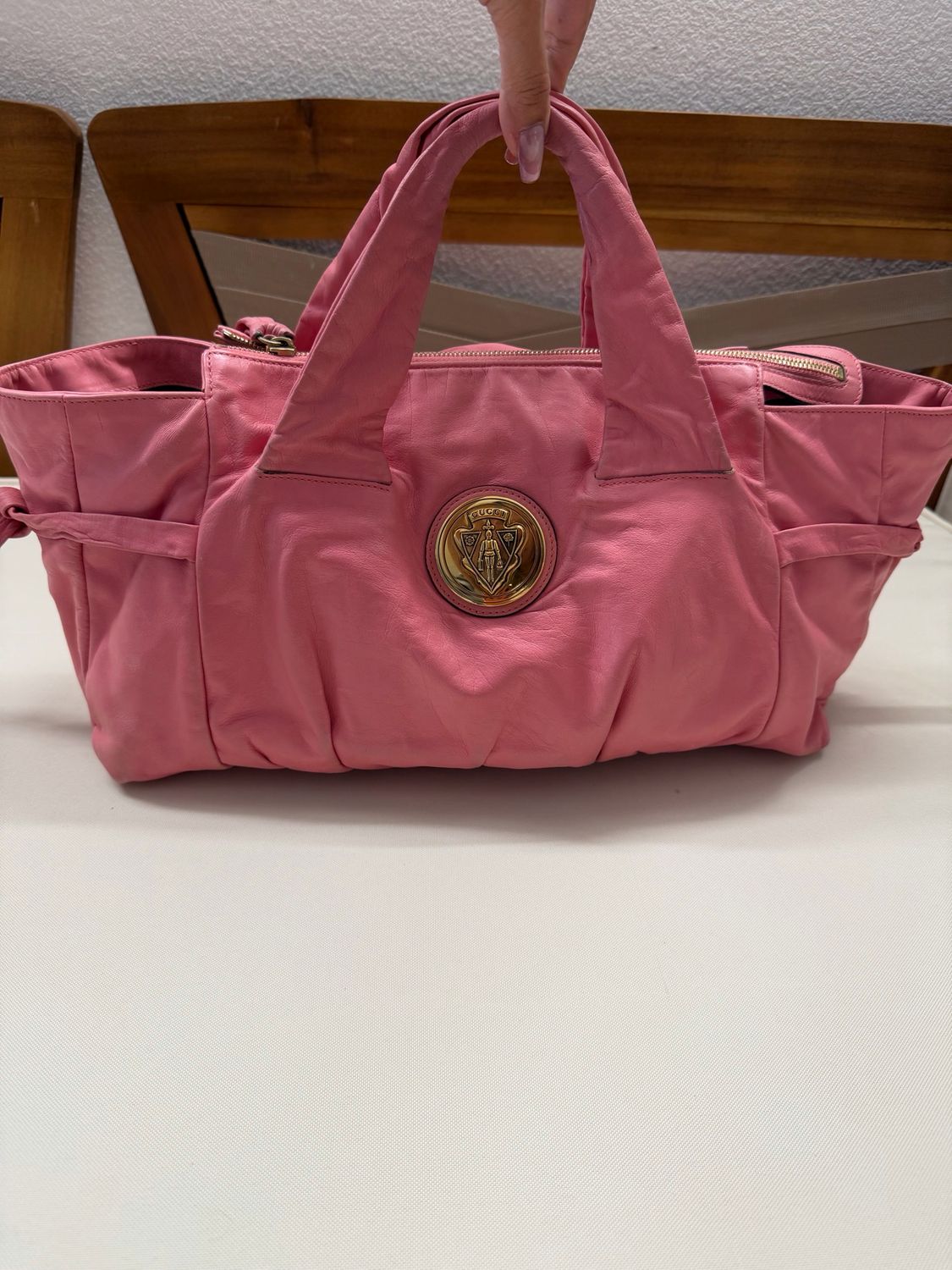 Gucci Hysteria Leather Tote in Pink