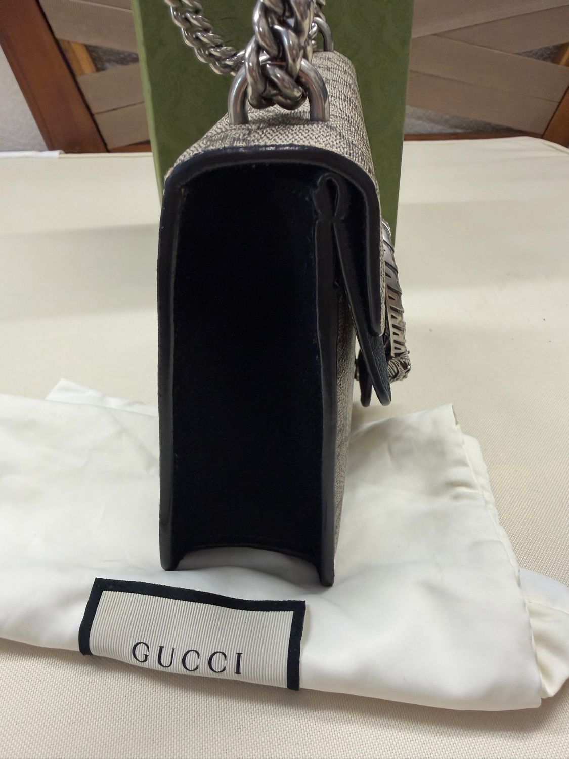 Gucci Monogram Supreme Dionysius Crossbody Flap in Black