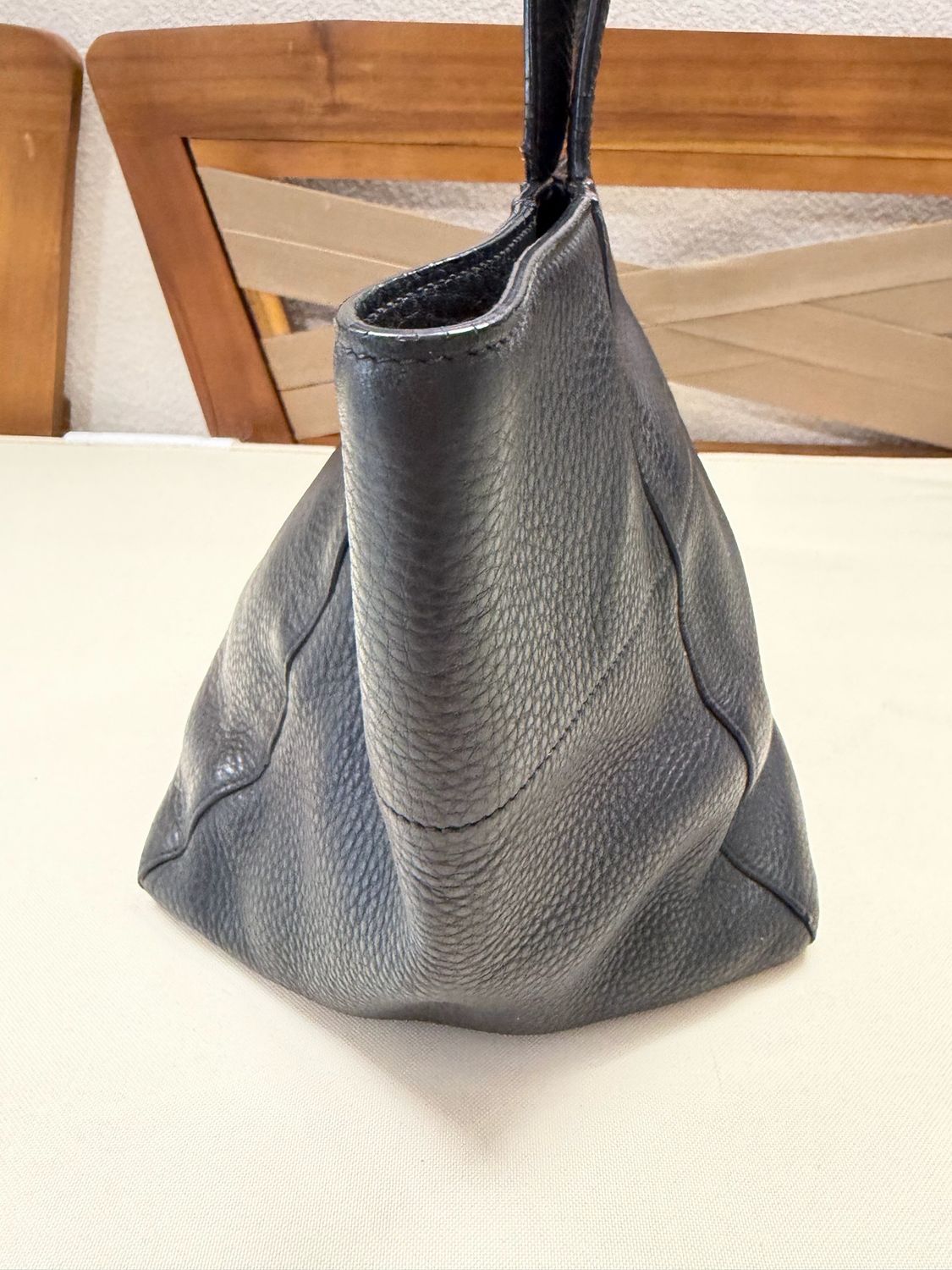 Prada Vitello Daino Shopper Tote in Black