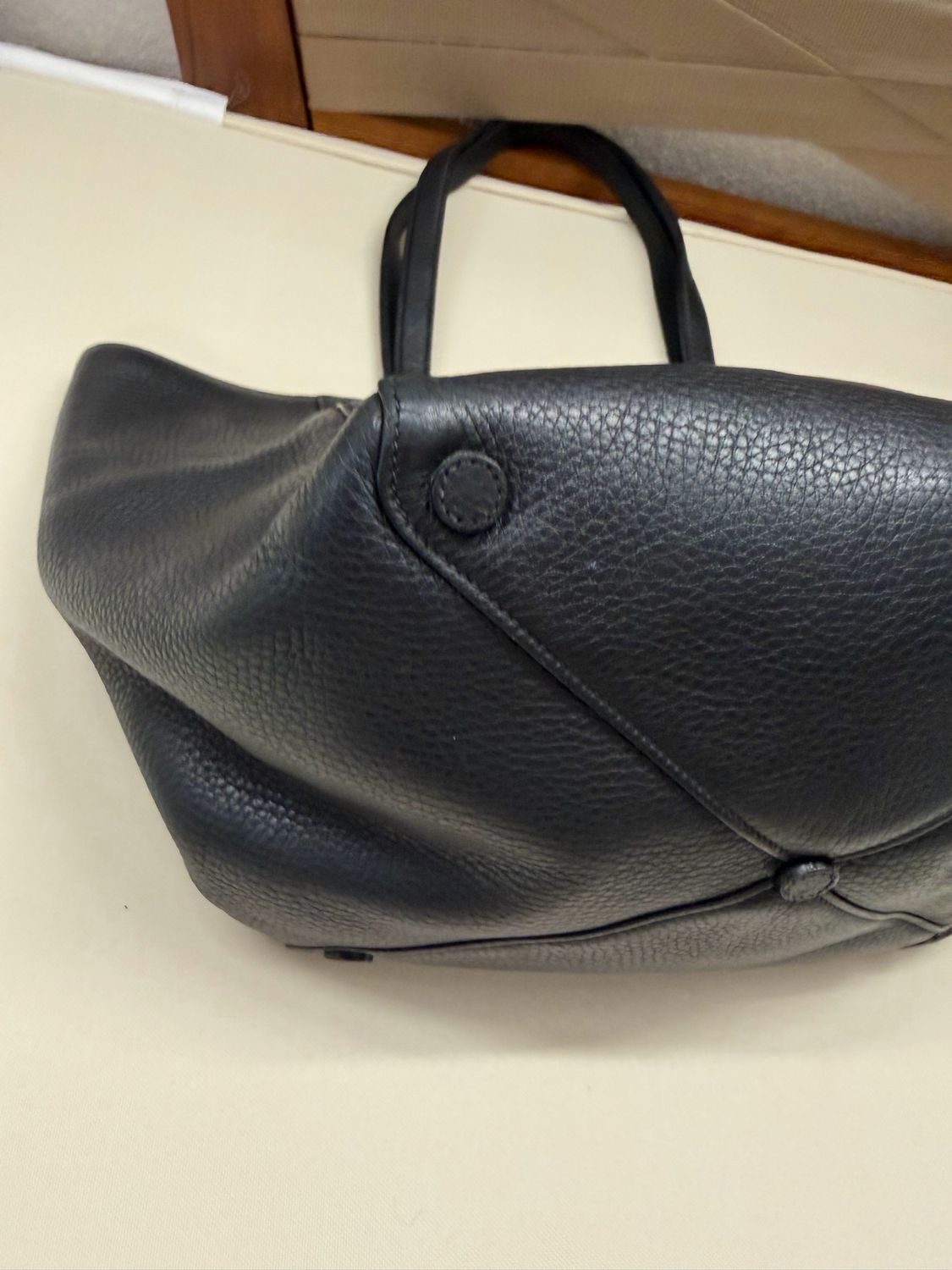 Prada Vitello Daino Shopper Tote in Black